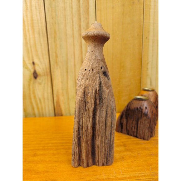 Collection of 3 Unique Vintage Rustic Live Edge Candle Holders - Picture 6 of 13
